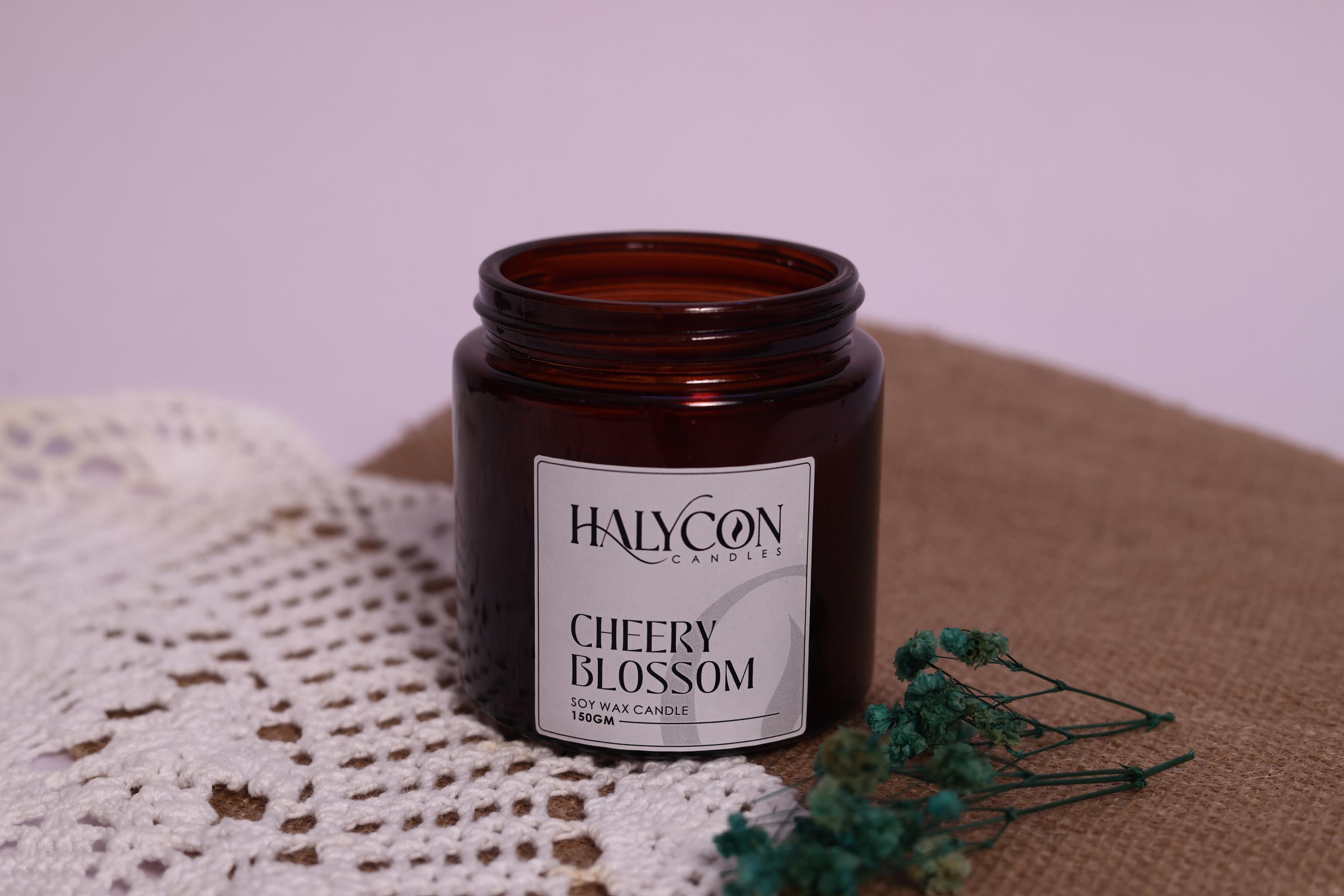 Amber Jar Cherry Blossom Candle | 150Gms | Pure Scented