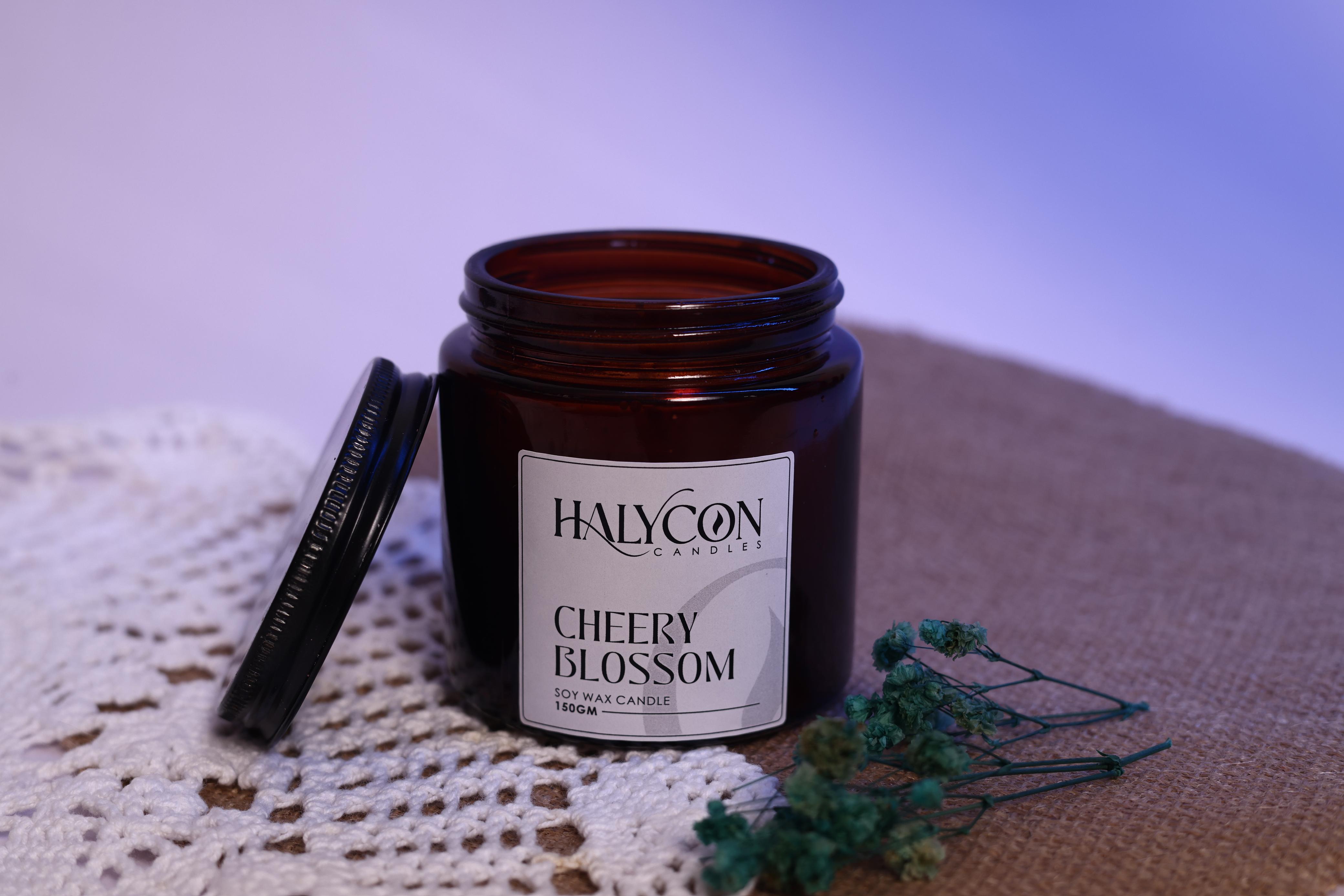 Amber Jar Cherry Blossom Candle | 150Gms | Pure Scented