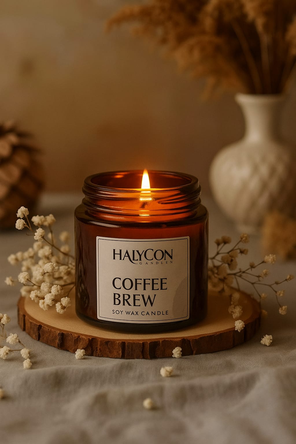 Coffee Amber Jar Candle | Clean Burn 100%Natural | Rosted Coffee Beans